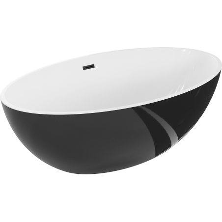 Mexen Nike laisvai pastatoma vonia 175 x 100 cm, balta/juoda, juodas persipylimo - 54071751075-70