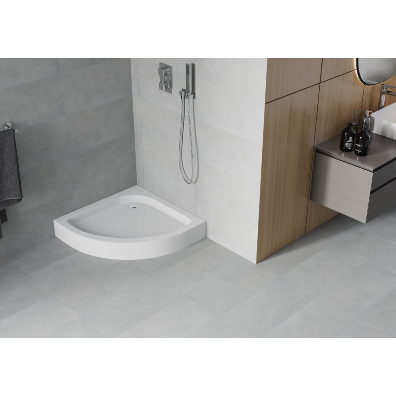 Mexen Rio pusapvalis dušo padėklas 70 x 70 cm, baltas - 47107070