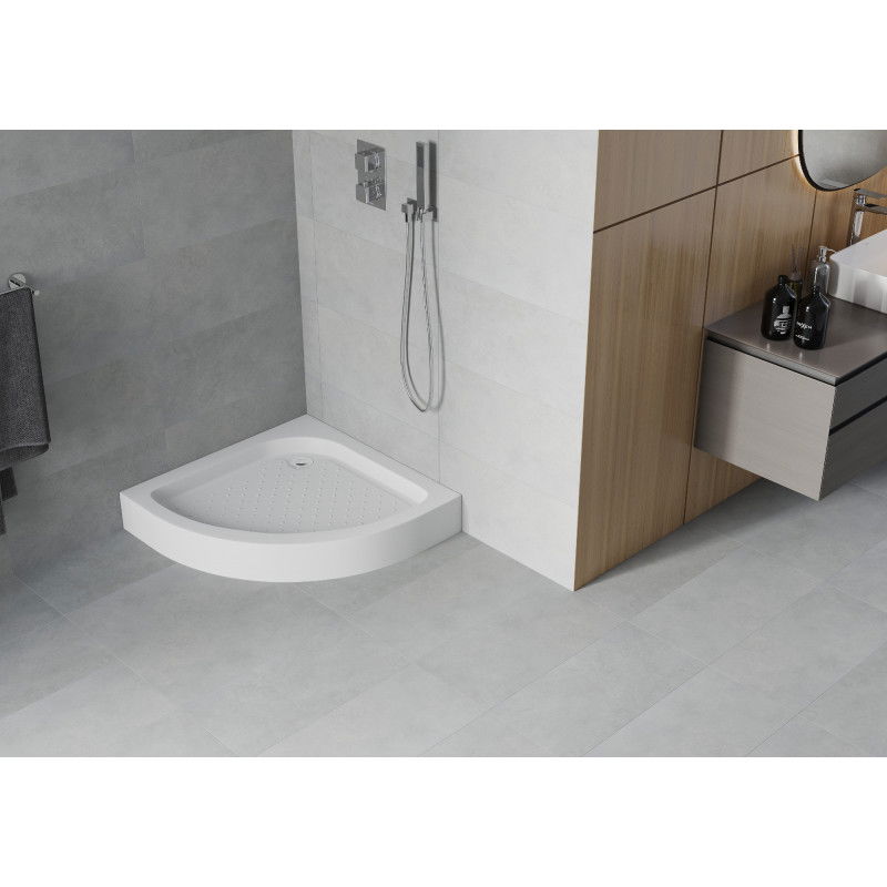 Mexen Rio pusapvalis dušo padėklas 90 x 90 cm, baltas - 47109090
