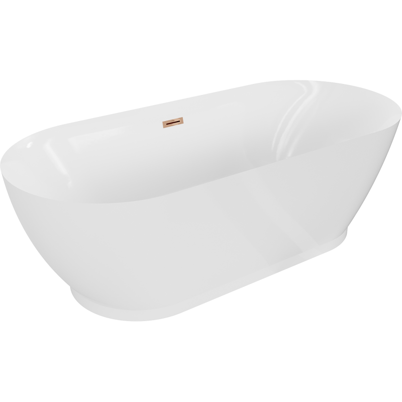 Mexen Roxy atskira vonia 180 x 85 cm, balta, perpildymo anga rausvas auksas - 51201808500-60
