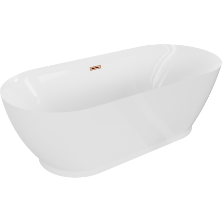 Mexen Roxy atskira vonia 180 x 85 cm, balta, perpildymo anga rausvas auksas - 51201808500-60