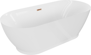 Mexen Roxy atskira vonia 180 x 85 cm, balta, perpildymo anga rausvas auksas - 51201808500-60
