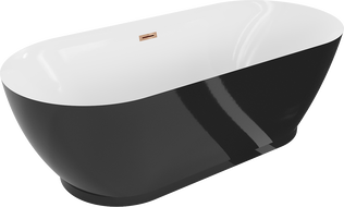 Mexen Roxy laisvai stovinti vonia 180 x 85 cm, balta/juoda, perpildymo anga rožinė aukso spalva - 51201808575-60