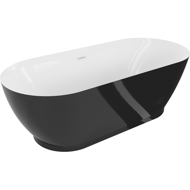 Mexen Roxy laisvai stovinti vonia 180 x 85 cm, balta/juoda, balta perpylimo anga - 51201808575-20