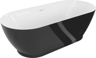 Mexen Roxy laisvai stovinti vonia 180 x 85 cm, balta/juoda, balta perpylimo anga - 51201808575-20