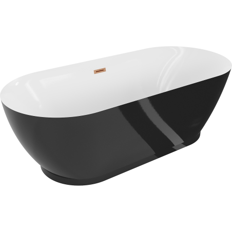 Mexen Roxy laisvai stovinti vonia 180 x 85 cm, balta/juoda, perteklius šlifuotas varis - 51201808575-65