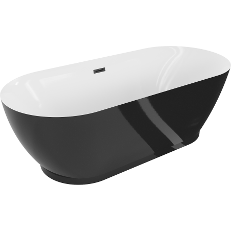 Mexen Roxy laisvai pastatoma vonia 180 x 85 cm, balta/juoda, juodas perpylimas - 51201808575-70