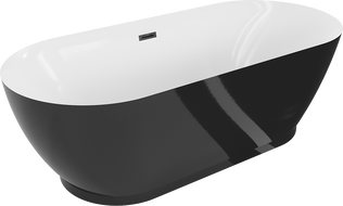 Mexen Roxy laisvai pastatoma vonia 180 x 85 cm, balta/juoda, juodas perpylimas - 51201808575-70