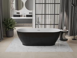 Mexen Roxy atskirai pastatoma vonia 180 x 85 cm, balta/juoda, chromuotas persipylimas - 51201808575-01