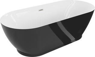 Mexen Roxy laisvai pastatoma vonia 180 x 85 cm, balta/juoda, šlifuotas nikelis - 51201808575-97