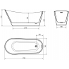 Mexen Alta vonios tubas laisvas 170 x 75 cm, balta, balta perpildymo anga - 52141707500-20