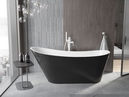 Mexen Alta freestanding vonia 170 x 75 cm, balta/juoda, balta pertrauka - 52141707575-20