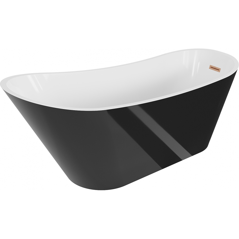Mexen Alta laisvai pastatoma vonia 170 x 75 cm, balta/juoda, šlifuota vario perpildymo - 52141707575-65