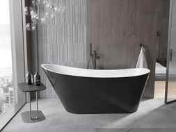 Mexen Alta laisvoji vonia 170 x 75 cm, balta/juoda, juodas nutekėjimas - 52141707575-70