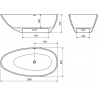 Mexen Milano laisvai stovinti vonia iš konglomerato 150 x 82 cm, balta blizgi - 57301508510