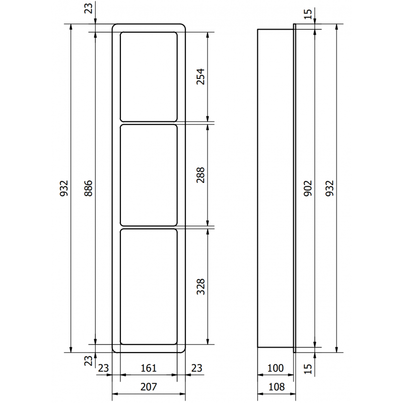 Mexen X-Wall-K nišinė lentyna iš konglomerato 93,2 x 20,7 cm, balta - 1900932010
