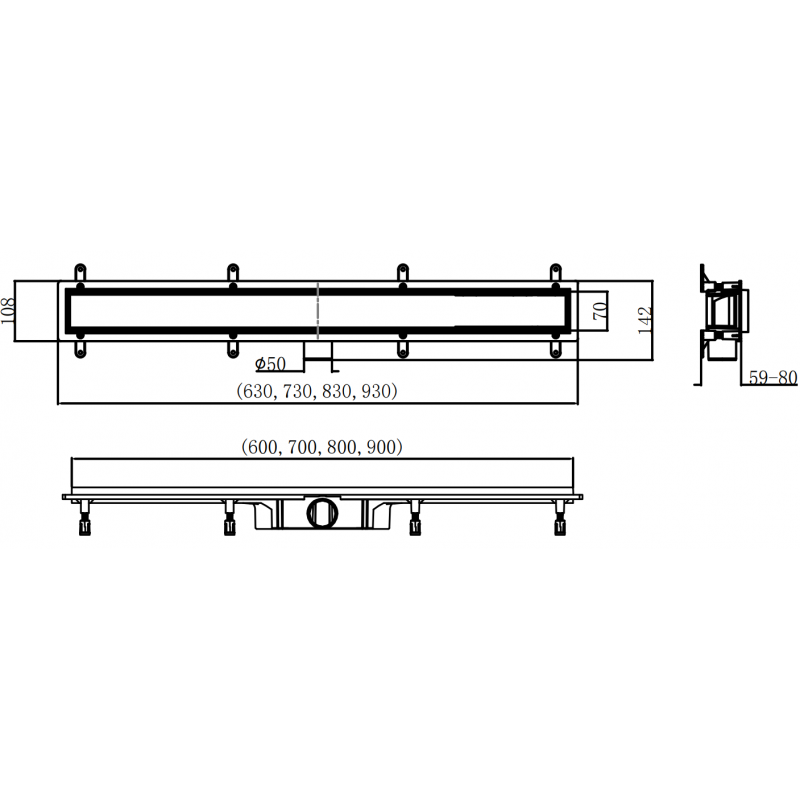 Mexen Flat ABS linijinis nutekėjimas 2in1 90 cm, nerūdijantis plienas - 1069090