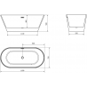 Mexen Flavia laisvai pastatoma vonia 160 x 75 cm, balta, baltas persipylimas - 54031608000-20