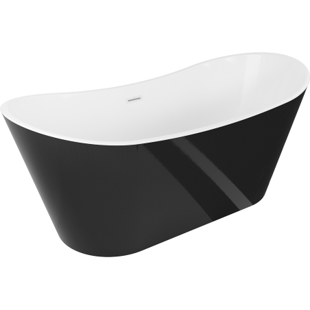 Mexen Montana laisvai pastatoma vonia 180 x 90 cm, balta/juoda, baltas perpylimas - 52011809075-20