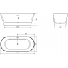 Mexen Flavia vonios kambario vonia 170 x 75 cm, balta, su auksine perpildymo anga - 54031708000-50