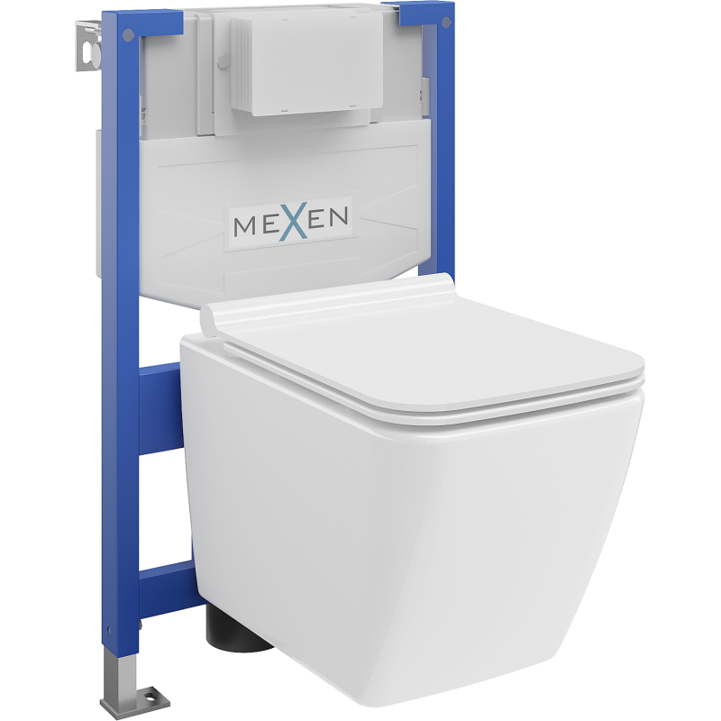 Mexen potinkinis WC komplektas Fenix XS-F su WC Vega puodu ir lėtai nusileidžiančiu dangčiu, blizgus baltas - 68030654000