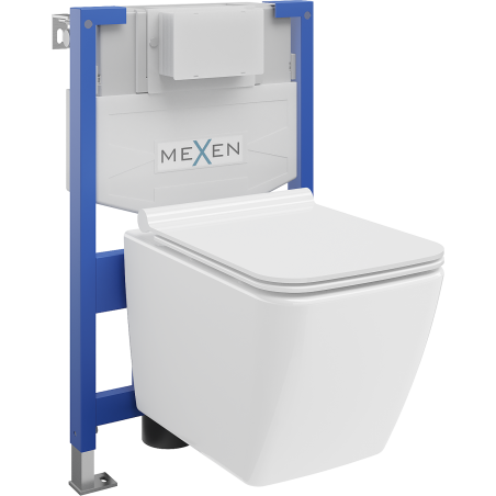 Mexen potinkinis WC komplektas Fenix XS-F su WC Vega puodu ir lėtai nusileidžiančiu dangčiu, blizgus baltas - 68030654000