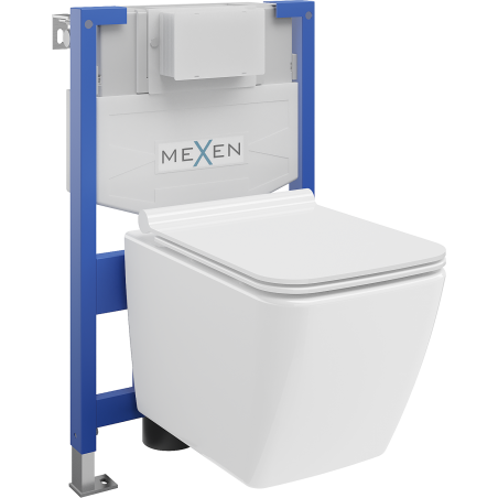 Mexen potinklinis WC komplektas Fenix XS-F su Vega WC ir lėtai nusileidžiantis dangtis, blizgus baltas - 68030654000
