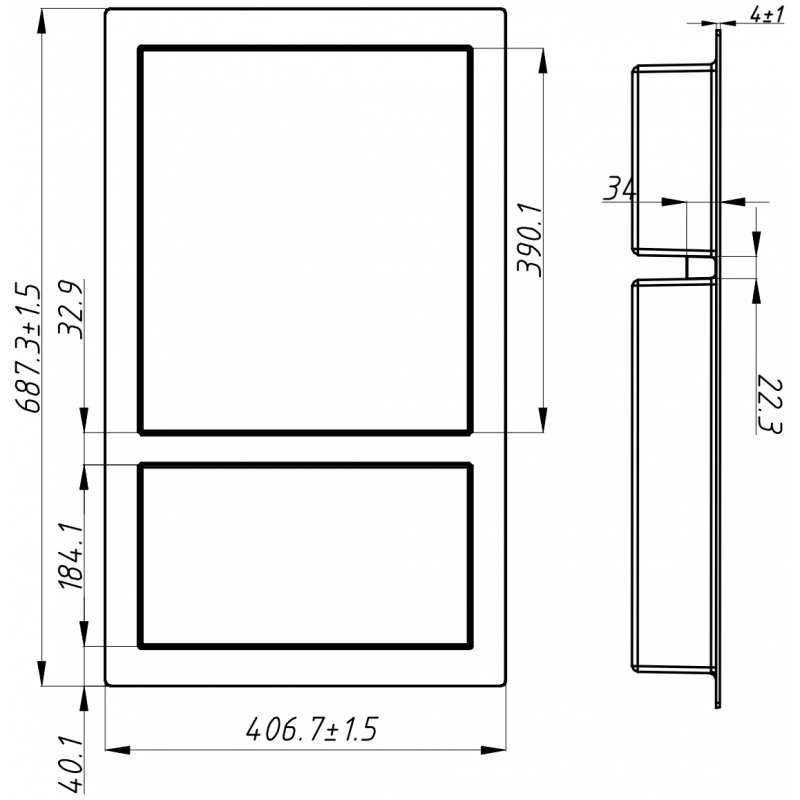 Mexen X-Wall-S nišinė lentyna SMC su apvadu 68,6 x 40,7 cm, balta - 1901694109