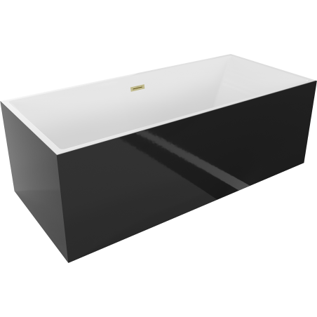 Mexen Vigo laisvai pastatoma vonia 178,5 x 80 cm, balta/juoda, auksinis šlifuotas perpylimas - 51251788075-55