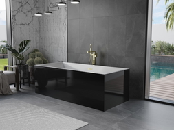 Mexen Vigo laisvai pastatoma vonia 178,5 x 80 cm, balta/juoda, auksinis šlifuotas perpylimas - 51251788075-55