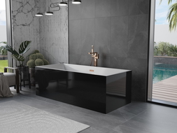 Mexen Vigo laisva vonia 178,5 x 80 cm, balta/juoda, rožinė auksinė perpildymo sistema - 51251788075-60