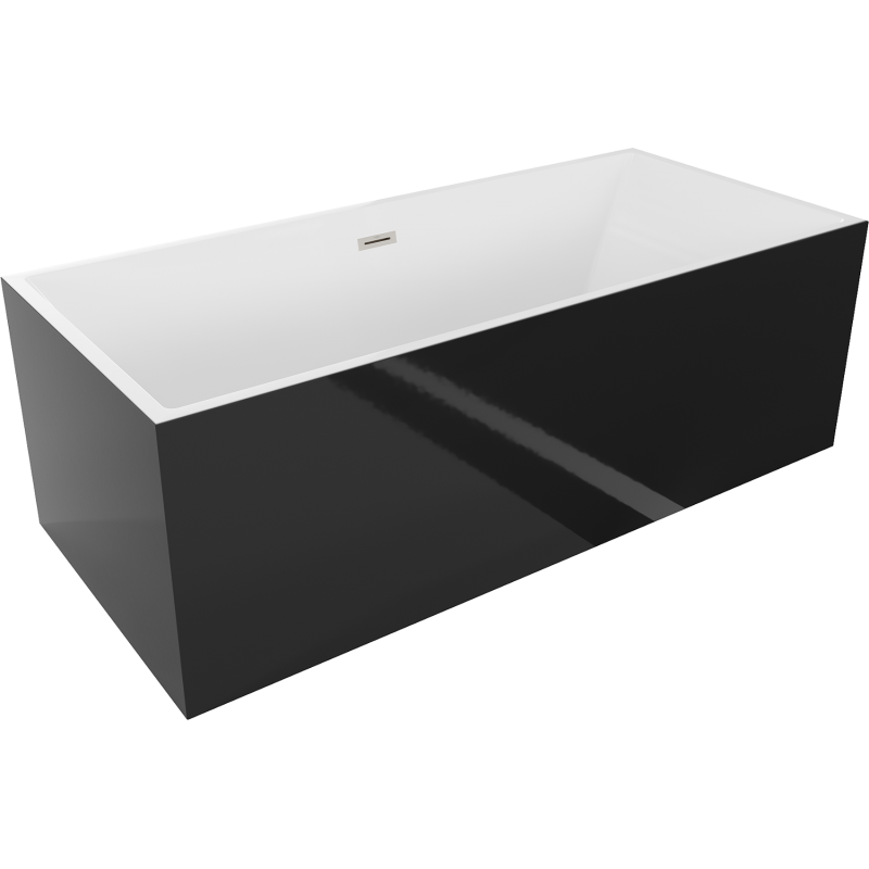 Mexen Vigo laisvai stovinti vonia 178,5 x 80 cm, balta/juoda, nuotekų skylė šlifuotas nikelis - 51251788075-97