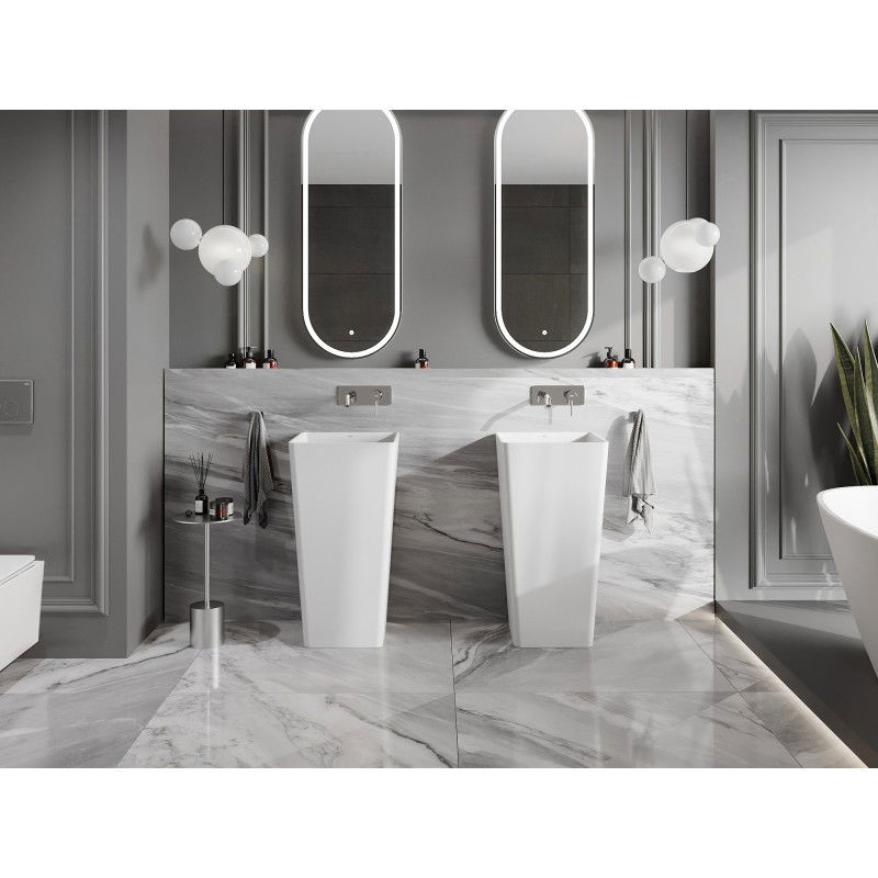 Mexen Adora laisvai pastatomas praustuvas iš konglomerato 45 x 45 cm, baltas matinis - 26564500