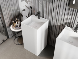 Mexen Belen laisvai pastatomas praustuvas iš konglomerato 45 x 45 cm, baltas matinė - 26604500