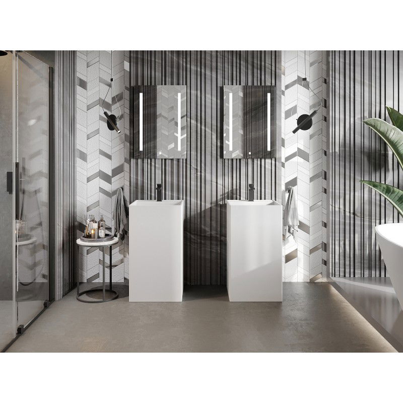 Mexen Belen laisvai pastatomas praustuvas iš konglomerato 45 x 45 cm, baltas matinė - 26604500