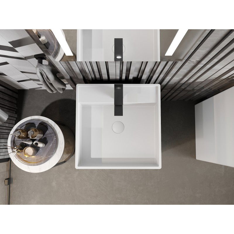 Mexen Belen laisvai pastatomas praustuvas iš konglomerato 45 x 45 cm, baltas matinė - 26604500