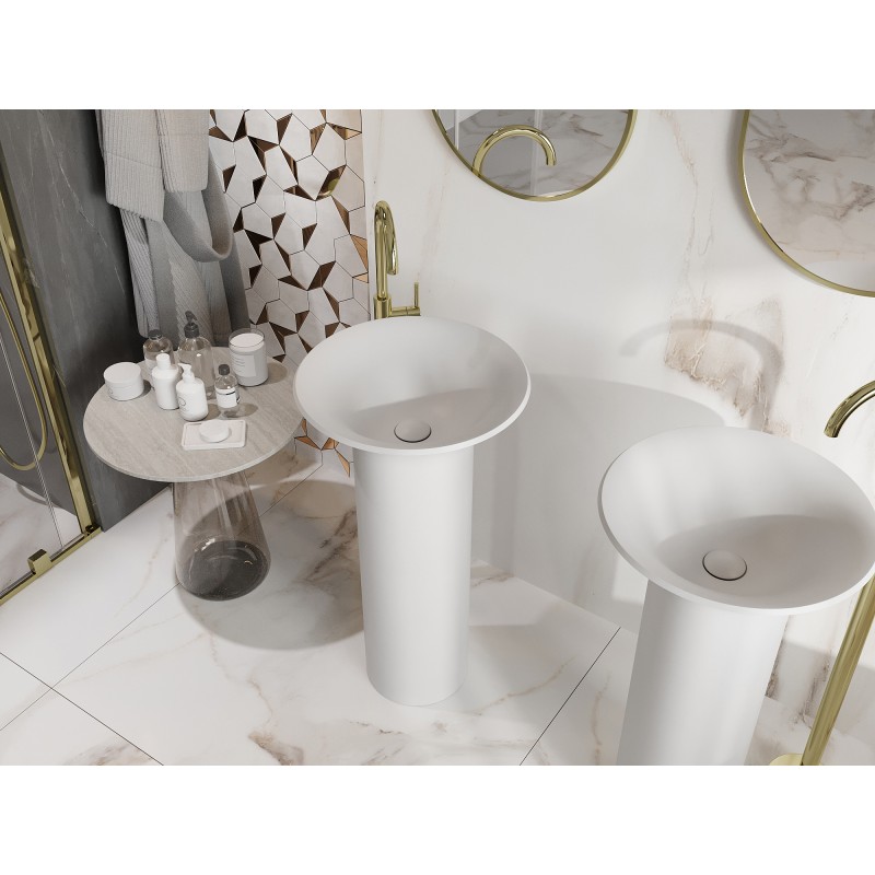 Mexen Leta laisvai stovintis praustuvas iš konglomerato, 45 x 45 cm, baltas matinis - 26574500