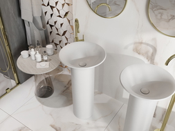 Mexen Leta laisvai stovintis praustuvas iš konglomerato, 45 x 45 cm, baltas matinis - 26574500