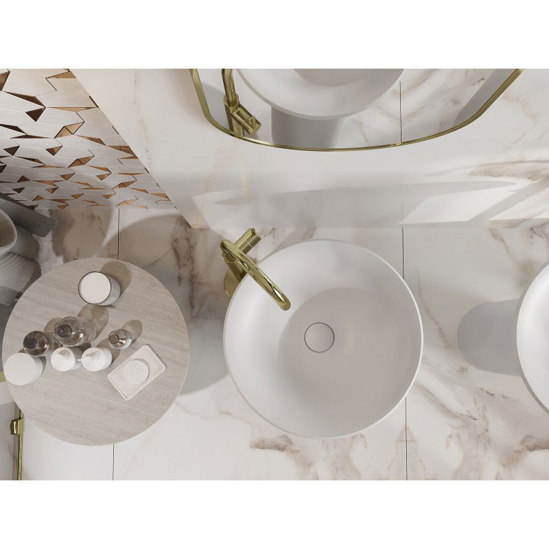 Mexen Leta pastatomis umywalka iš konglomerato 45 x 45 cm, balta matinė - 26574500