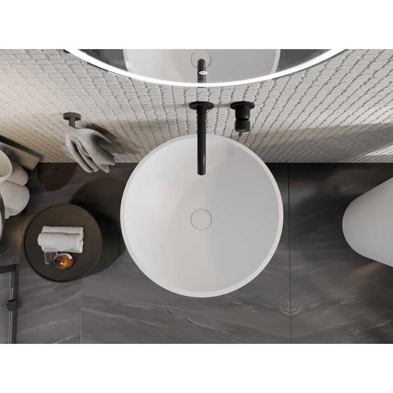 Mexen Nilda laisvai pastatoma kriauklė iš konglomerato 52 x 52 cm, balta matinė - 26555200