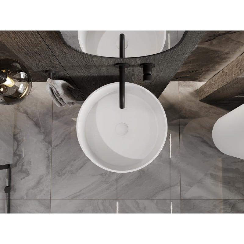 Mexen Onyx-01 laisvai pastatomas konglomerato praustuvas 45 x 45 cm, baltas matinis - 26524500