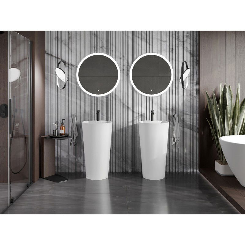 Mexen Onyx-02 laisvai stovintis praustuvas iš konglomerato 45 x 45 cm, baltas matinis - 26544500