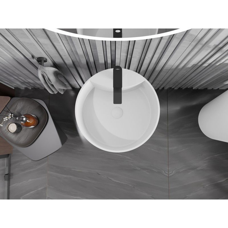 Mexen Onyx-02 laisvai stovintis praustuvas iš konglomerato 45 x 45 cm, baltas matinis - 26544500