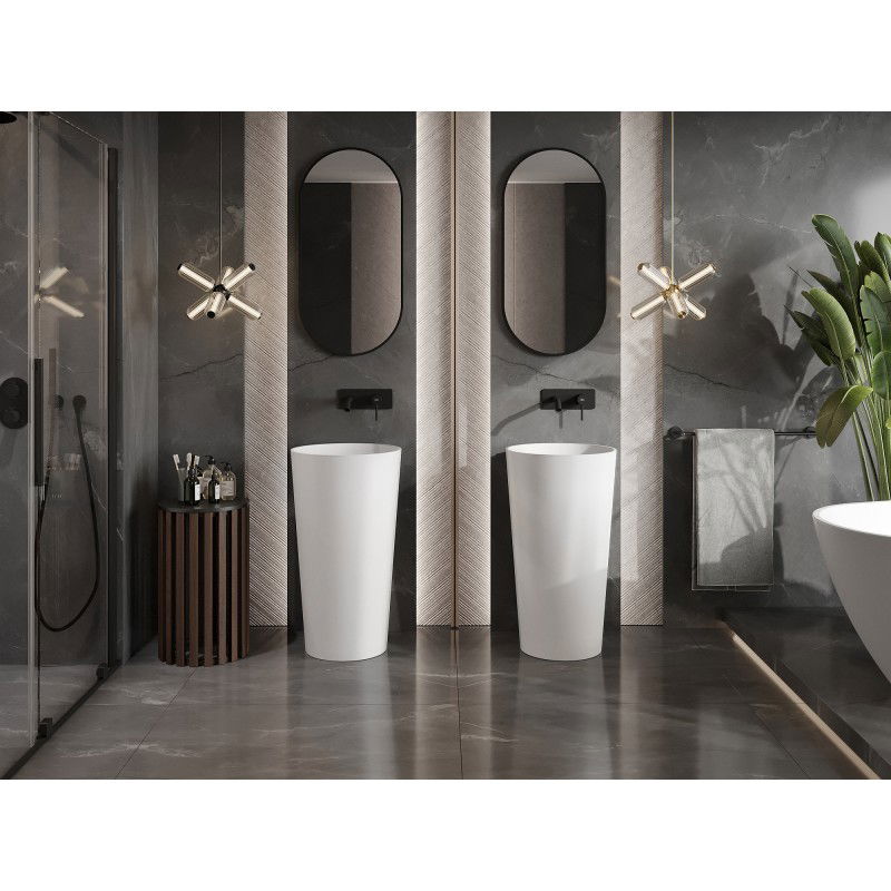 Mexen Onyx-03 laisvai pastatomas praustuvas iš konglomerato 45 x 45 cm, baltas matinis - 26534500