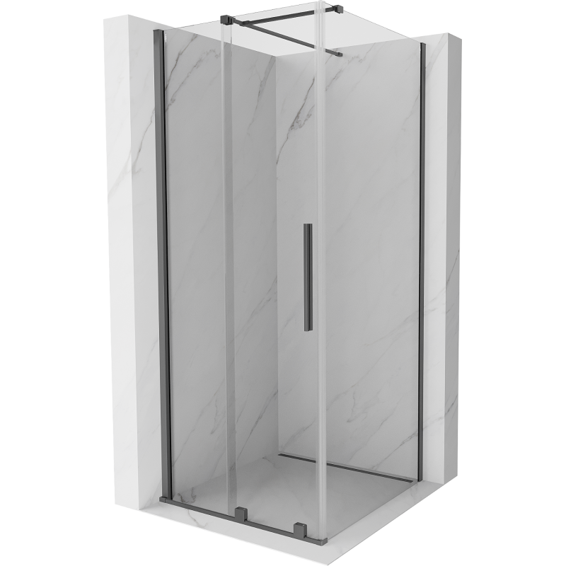 Mexen Velar stumdomos dušo kabina 90 x 90 cm, permatoma, ginklų metalo - 871-090-090-01-95