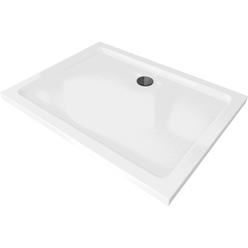 Mexen Flat stačiakampė dušo padeklas slim 140 x 100 cm, baltas, juodas sifonas - 40101014B