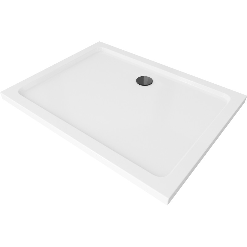 Mexen Flat stačiakampis dušo padėklas slim 140 x 90 cm, baltas, juodas sifonas - 40109014B