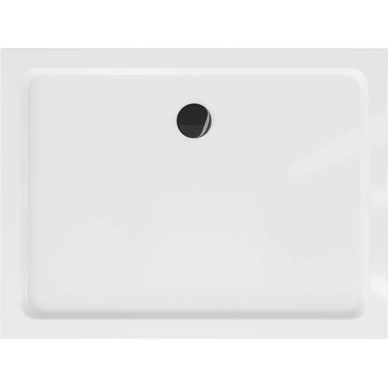 Mexen Flat stačiakampis plonas dušo padėklas 140 x 90 cm, baltas, juodas sifonas - 40109014B