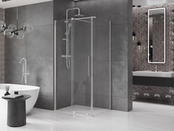 Mexen Velar stumdomas dušas 150 x 100 cm, skaidrus, šlifuotas nikelis - 871-150-100-01-97