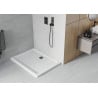 Mexen Flat stačiakampis slim dušo padėklas 140 x 80 cm, Balta, sifonas Juoda - 40108014B